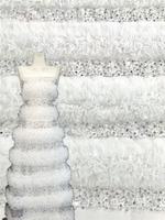 Tissu en dentelle à succès, blanc, avec des paillettes colorées, broderie de luxe, perles de paillettes, matériaux pour robe de mariée