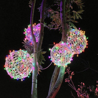 LED-Rattankugel-Licht für Außenbereich, Landschaftsbeleuchtung, Park- und Platzbeleuchtung, Weihnachtskugel, Hängende Baumbeleuchtung, Kleine Bunte Lichter
