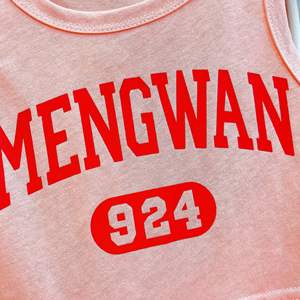 2024 Brandneues modisches Mädchen kleidungs set Rosa Buchstaben weste Regenbogen gestreifte Hose Fabrik preis - Product Image 3