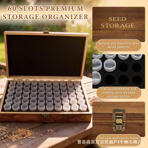 Wood <b>Seed</b> <b>Storage</b> Box Rectangular Solid Wood Multi Compartment Organizer For Plant Cultivation Desktop <b>Storage</b> - Product Image 2
