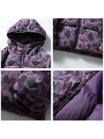 Blouson matelassé en nylon camouflage style américain, silhouette oversize inspirée de l'extérieur, coupe décontractée, vêtement utilitaire pour les trajets quotidiens, unisexe