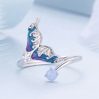 Jointure délicate belle bague en zircone cubique en gros bijoux de mode émail opale 925 bagues décontractées en argent sterling pour dames