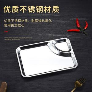 Stainless Steel Snack Plate 24x17 Cm With Sauce Compartment For Hotel Food And Coffee Durable Serving <b>Tray</b> - Product Image 5