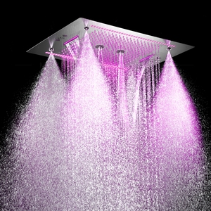 Moderna y Lujosa Cabeza de Ducha de Acero Inoxidable Cromado para Montar en la Pared, con Dos Patrones de Rociado (Lluvia y Masaje), Chorro Suave, Niebla y Música LED - Product Image 1