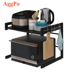 Expandable Microwave Oven Rack Horizontal Extension Microwave Shelf Stand Kitchen Counter Top Organizer