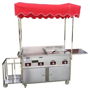 Camión de comida multifuncional con freidora, parrilla, cocina de fideos, combinación de carrito de perritos calientes empujado a mano - Product Image 4