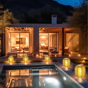 Lámpara Solar de Jardín de Mimbre y Bambú, Luz LED de 2W para Patio y Balcón - Product Image 4