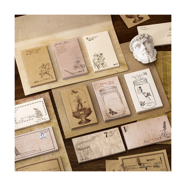 60 Sheets Custom Reusable Vintage Memo Pad Decal Sticky Notes Scrapbooking DIY Kawaii Notepad Diary Planner Sticky Notes