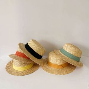 Customized School Wheat Boater <b>Hat</b> Women's <b>Straw</b> <b>Hat</b> - Product Image 3