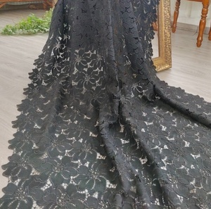 Tela de encaje de cordón personalizado, precio competitivo, guipur, encaje negro para vestidos de fiesta de boda, <span class=keywords><strong>ropa</strong></span>, encaje francés - Product Image 5