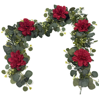 Vigne artificielle de 180 cm pour la décoration de la maison et des mariages, feuilles d'eucalyptus, dahlias, fleurs en soie PE