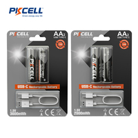 PKCELL Haute capacité 2800mah Usb-c Double AA 1.5v Sortie Linéaire Souris Sans Fil Microphone Lampe de Poche Batterie Rechargeable