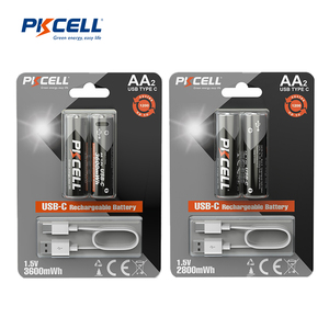 PKCELL Haute capacité 2800mah Usb-c Double <span class=keywords><strong>AA</strong></span> 1.5v Sortie Linéaire Souris Sans Fil Microphone Lampe de Poche Batterie Rechargeable - Product Image 2