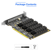 Kartu Ekspansi PCIe X16 ke 24 Port untuk 3.0, Bifurkasi PCIe Diperlukan, 6Gbps untuk Adapter HDD SSD RAID Array PCB, Tersedia
