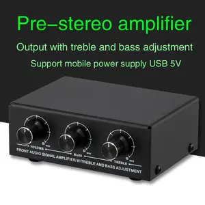 Amplificatore audio Stereo anteriore amplificatore per altoparlanti per cuffie con regolazione dei bassi alti e bassi miscelazione a 2 vie alimentazione USB 5V
