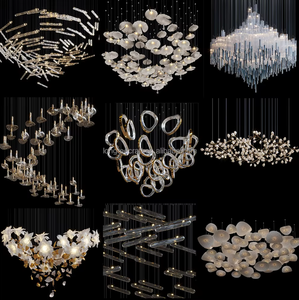 Luminaires <span class=keywords><strong>de</strong></span> projet, lustres personnalisés, LED, métal, feuilles <span class=keywords><strong>de</strong></span> <span class=keywords><strong>palmier</strong></span> dorées, <span class=keywords><strong>luminaire</strong></span> <span class=keywords><strong>de</strong></span> plafond pour hall d'hôtel, villa - Product Image 6