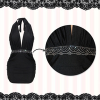 Robe moulante scintillante WY046 pour femme, élégante, ornée de strass et de cristaux, dos nu, mini, décontractée, pour rendez-vous, soirée, club