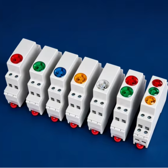 0.5P DIN Rail LED Indicator Light Modular Signal Lamp with Screw Terminal 24V IP20 White for MCB Distribution Box