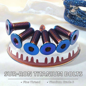 Tornillos hexagonales avellanados de titanio GR5 con rosca fina, acabado azul, para tapa del depósito de freno de moto de cross - Product Image 2