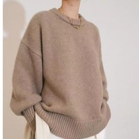 Pull en cachemire pour femme, couleur unie, respirant, élégant, pour l'automne et l'hiver, col rond, tricot ample