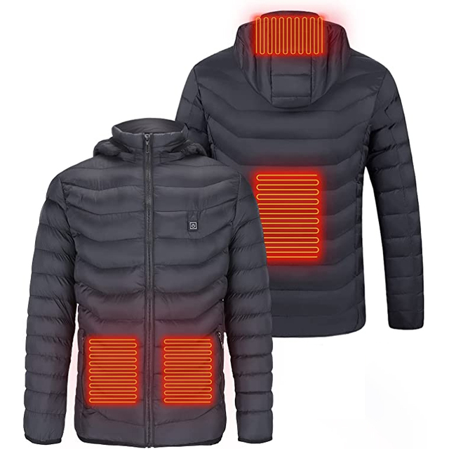 Custom Unisex USB Rechargeable Heated Jacket Cotton Polyester Temperature Controller Winter Warm Jacket Battery Pack Men's