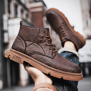 รองเท้าบูทผู้ชาย รองเท้าบูทหนังแท้สำหรับฤดูหนาว หุ้มข้อสูง บุขนสัตว์และผ้าฝ้ายกันหนาว รองเท้าบูทพื้นหนา หนังวัวชั้นบนสุด - Product Image 3