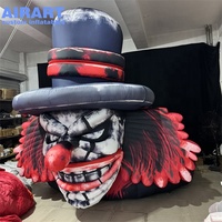 Tête de Clown Maléfique Gonflable d'Halloween, Grand Clown d'Horreur Gonflable avec Chapeau Haut-De-Forme pour Décoration de Scène de Maison Hantée