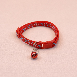 Collar de perro de nailon con estampado de leopardo para cachorros pequeños de moda campana pequeña de color plástico recubierto para gatos - Product Image 6