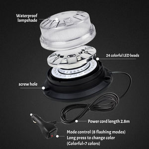 Nuova Luce Stroboscopica di Emergenza LED Gialla HJ 12-24V 24W, Faro Rotante Lampeggiante per Trattori e Accessori Auto, Modello LED-01 RGB 1 - Product Image 4