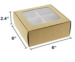 กล่องเบเกอรี่สีน้ำตาลแบบมีหน้าต่างและตัวแบ่งช่อง กล่องสี่ช่องสำหรับคุกกี้ขนาดเล็ก บราวนี่ และขนมอบ - Product Image 4