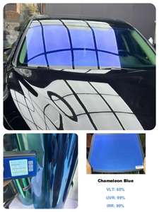 Film teinté <span class=keywords><strong>caméléon</strong></span> pour vitres de voiture VLT 60% - Réjection UV 99% - Réjection IR 90% - Nano-céramique - Isolation thermique élevée - Bleu <span class=keywords><strong>caméléon</strong></span> - Garantie 8 ans - Product Image 3