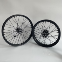 Kit complet de jantes à rayons droits avec écrous noirs pour Surron Light Bee tout-terrain, avant 19 1.4, arrière 16 2.15, moyeu noir