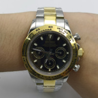 Jam Tangan VK63 Movement, Kalender Perak Putih, Bahan Baja Tahan Karat 904L, Enam Jarum, Timer Tersegmentasi, Jam Tangan Pria