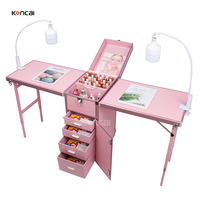 Pour une trousse de maquillage en aluminium durable, pliable, professionnelle, portable pour les techniciens en ongles, table de manucure