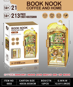 Modèle de construction en blocs de bois <span class=keywords><strong>à</strong></span> assembler magiquement, serre-livres miniature fait main, <span class=keywords><strong>maison</strong></span> miniature, puzzle manuel, cadeau, emballage en <span class=keywords><strong>boîte</strong></span> colorée - Product Image 4