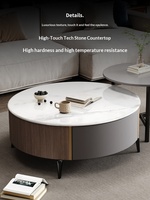 Table Basse Ovale Moderne Minimaliste en Pierre avec Tiroir Unique pour Salon, Appartement, Maison, Hôtel de Luxe Haut de Gamme
