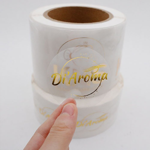 <strong>Waterproof</strong> Printing Logo Custom Vinyl Label Transparent Gold Foil <strong>Stickers</strong> - Product Image 1