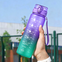 Bouteille d'eau en plastique personnalisée, écologique, anti-fuite, avec bouchon à bouton-poussoir et corde, minimaliste, 1050 ml, pour le fitness, la randonnée et le camping (vente en gros)
