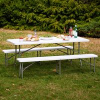 Ensemble table et banc pliants en plastique de 6 pieds pour fête de banquet, durables et imperméables