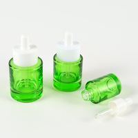 Flacon compte-gouttes de luxe en verre vert, corps court et large, pour sérum cosmétique, 10ml, 15ml, 20ml, 30ml, 50ml, 60ml, vente en gros fabricant