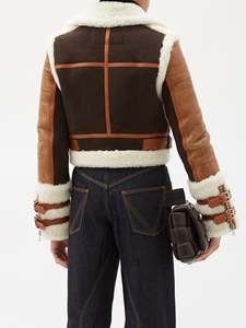 Manteau décontracté pour femmes Offres Spéciales avec manteaux de veste d'aviateur <span class=keywords><strong>en</strong></span> peau de mouton chaude, boucles latérales aux poignets et fermeture éclair aux FC, manteaux de veste - Product Image 4