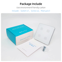 Vente directe d'usine 1/2/3/4 Gang pas de neutre/avec neutre en option sans condensateur panneau de verre tactile Tuya ZigBee interrupteur mural intelligent