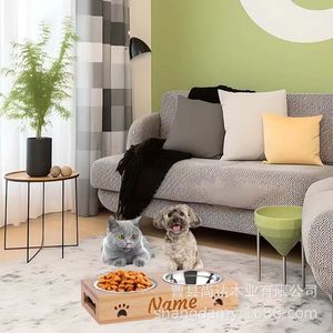 Comedero cuadrado de madera para mascotas, adecuado para gatos y perros, soporte para el cuello para beber y comer, soporte de madera para tazón de gato - Product Image 5