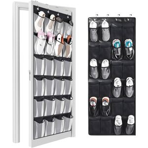 Organisateur de chaussures à suspendre sur la porte avec 24 poches transparentes, gris, pour ranger les chaussures et les accessoires dans le placard - Product Image 1