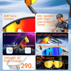 Occhiali Sportivi G5 con Protezione UV, AI Smart 8MP, Antivento, Riproduzione, Chat GPT, Traduzione AI, 2 Lenti, Trasferimento Wi-Fi - Product Image 3