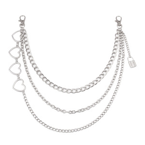 Heart Shaped Metal Waist <b>Chain</b> Zinc Alloy Punk Style For Women Daily Wear Multiple Loops Fashion Body <b>Chain</b> - Product Image 5