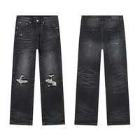 JC-Jeans vintage de marque streetwear délavés avec écussons pour hommes