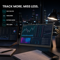 Moniteur financier portable 18,5 pouces FHD IPS, écran externe pour analyse de graphiques et de données, moniteur de jeu et multitâches