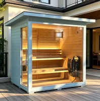 Desain Baru Sauna Kubus Tradisional untuk Luar Ruangan dari Kayu Karbonisasi dengan Panel Kontrol Wifi dan Kompor
