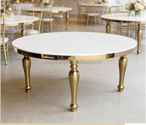 Gold Round Wedding Furniture Stainless Steel Glass <b>Table</b> Modern Hotel Furniture Party Event <b>Table</b> - Product Image 1